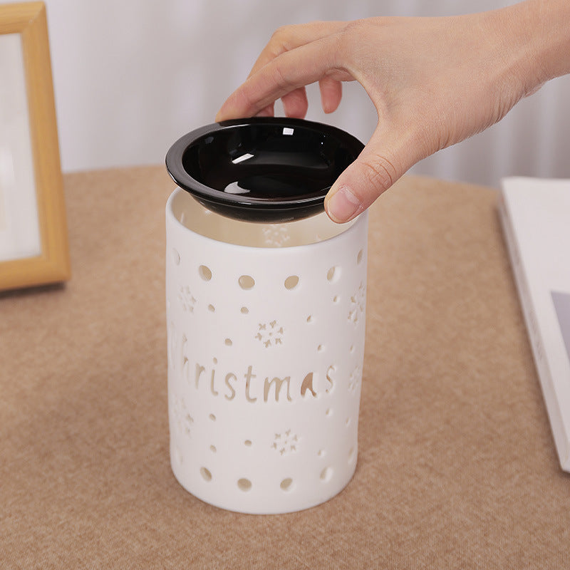 Custom LOGO ceramic aromatreatment stove atmosphere  light Creative hollow candle essential oil stove home crafts decoration