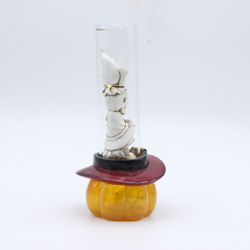 Resin crafts creative Halloween horror pumpkin with lights adornment custom wholesale holiday glow decorations