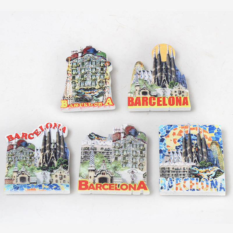 Tourist city refrigerator sticker Creative Barcelona souvenir diy resin crafts custom