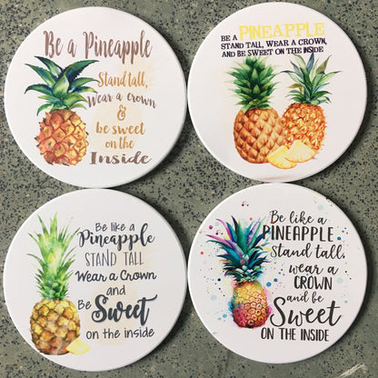 Ceramic coaster Fruit pineapple absorbent drink coffee mat Circular table mat custom