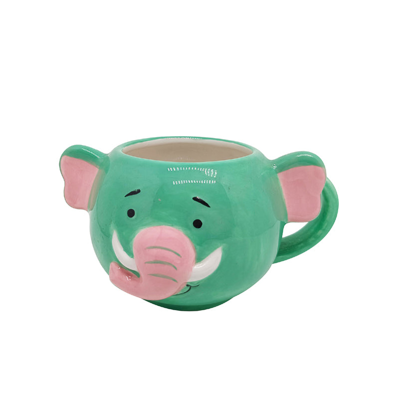 Elephant ceramic mug green animal cup custom wholesale